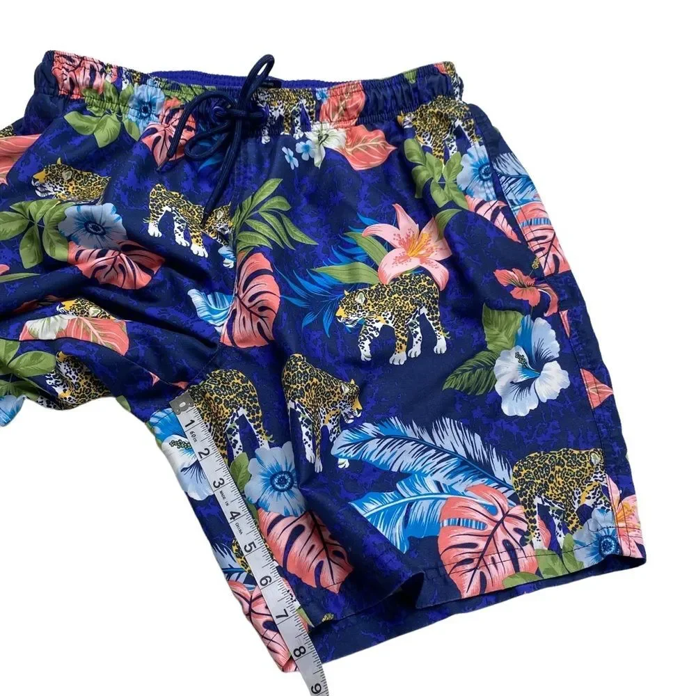 George Tropical Jungle Leopard Print Swim Shorts Sz L(36-38)
